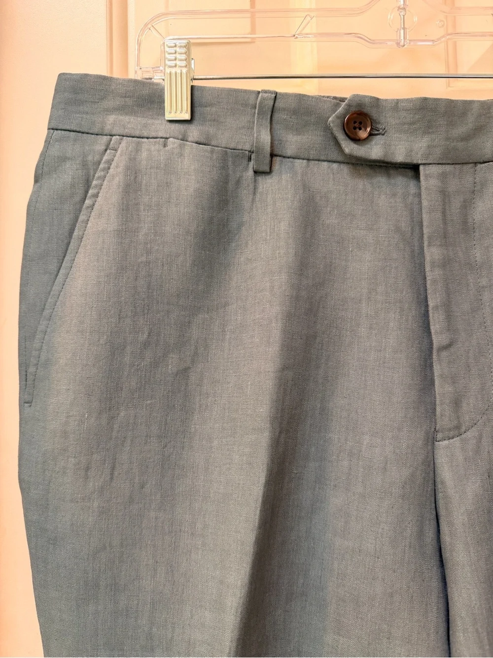 Todd Synder New York Men’s 100% Linen Slacks, Gray, Flat Front, NWT, Sz 36 x 34